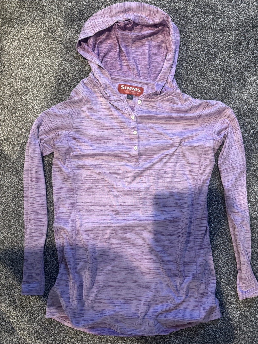 Simms Lavender Heather Hooded Henley Pullover